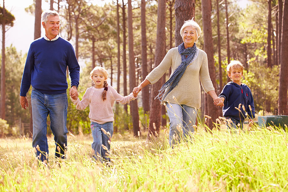 Grandparents and Grandchildren Walking